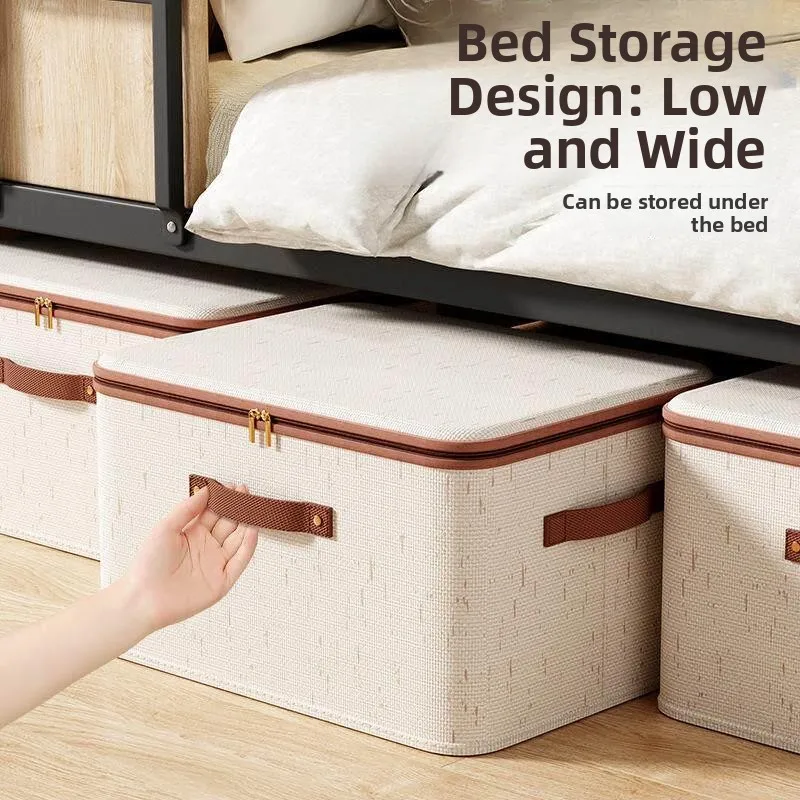 

Large Capacity Cotton Linen Zipper Storage Box Cover Bedroom Home Organization Box TianShan for Clothes And Miscellaneous Items