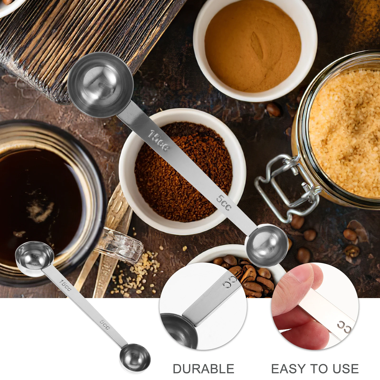 

Stainless Scoop Measuring Teaspoons for Canisters Scale Suitable Capacity Home Use
