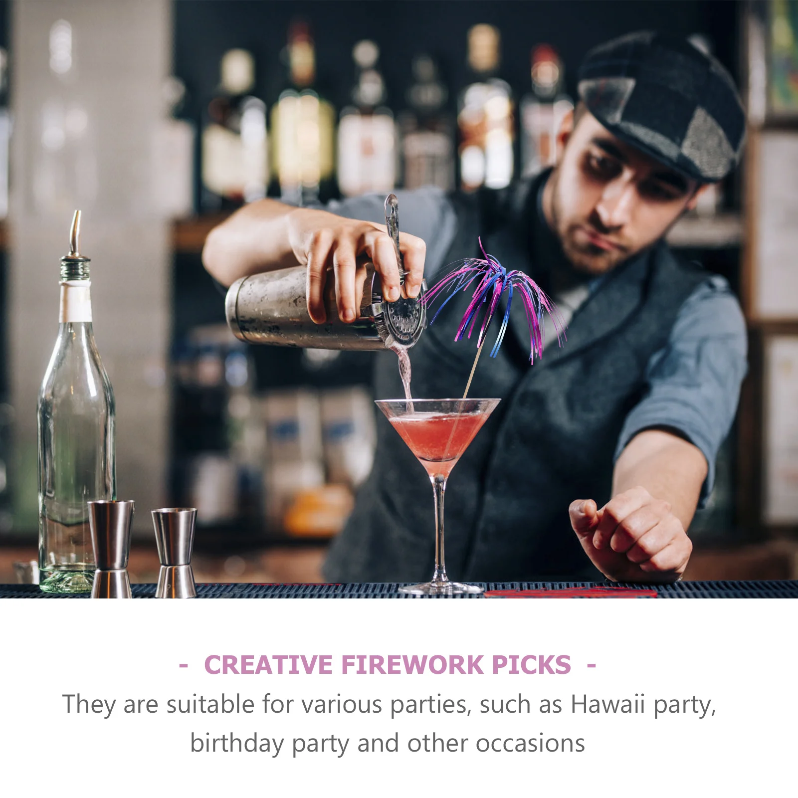 

100Pcs Party Decoration Picks Exquisite Wood Cocktail Sticks Colorful Tassel Fruit Drink Cake Toppers for Birthday Hawaiian