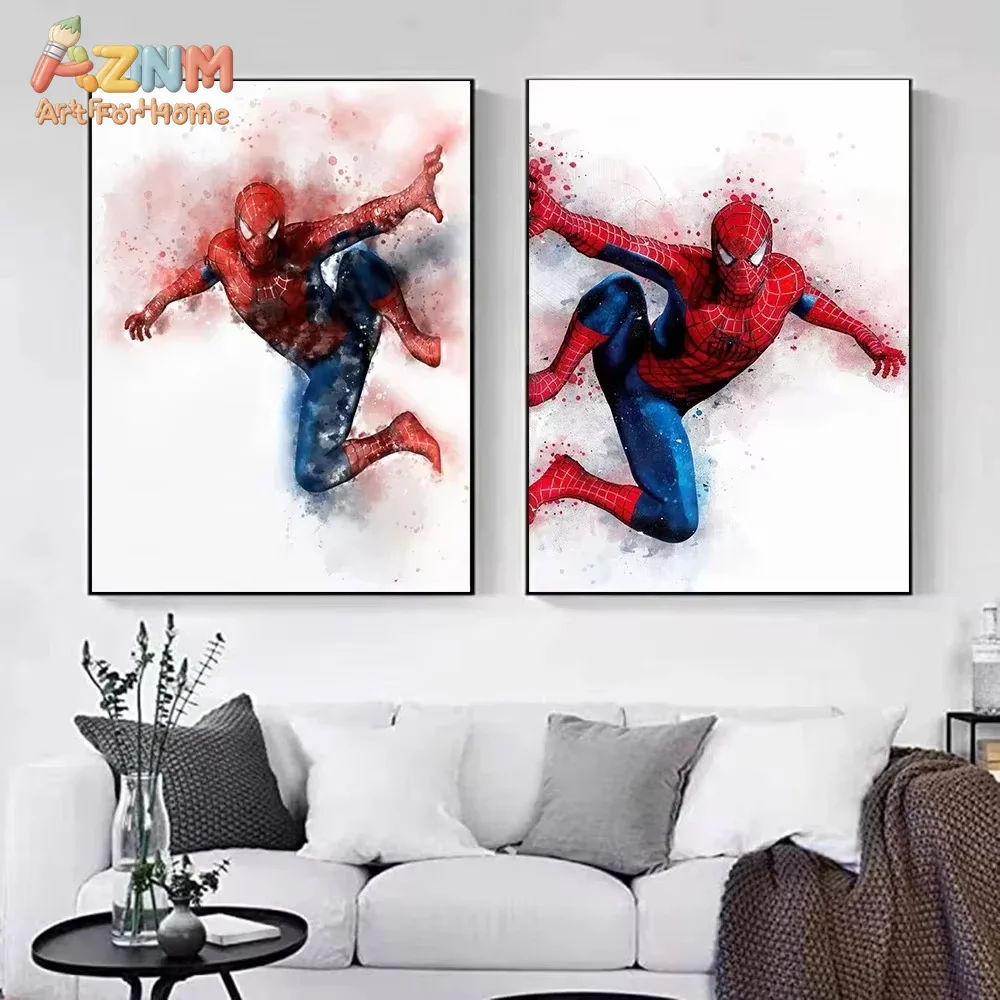AZNM Canvas Painting Spider Man Marvel Movie Style Wall Art Posters Superhero Home Decor Canvas Painting Mural Prints