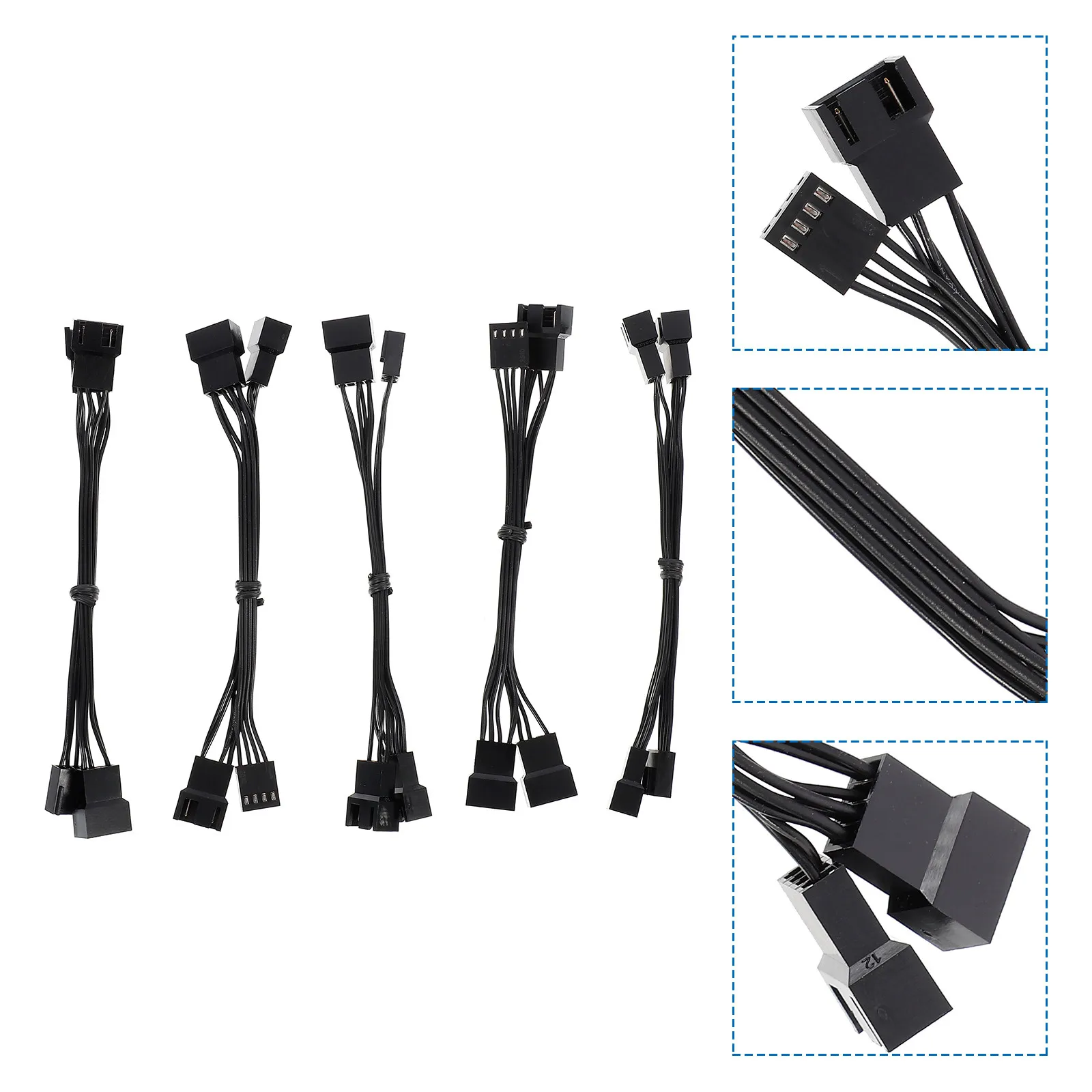 

Кабель-разветвитель для вентиляторов ПК, 5 шт., адаптер для вентиляторов ЦП, поддержка нескольких вентиляторов, автоматическая регулировка скорости, черный, комплект проводов