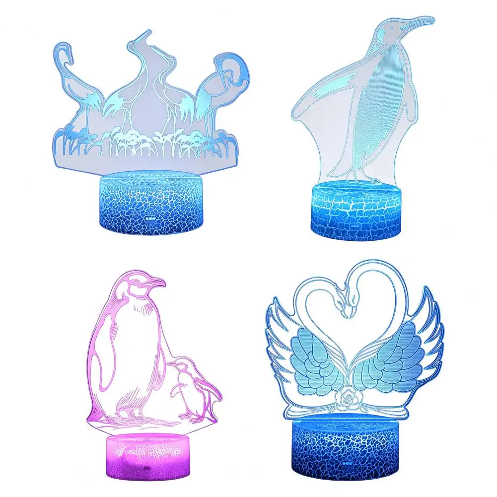 3d Night Light Penguin 3d Illusion Lamp Led Acrylic Night Light with 16 Color Changing Modes Remote Touch Control Usb for Kids