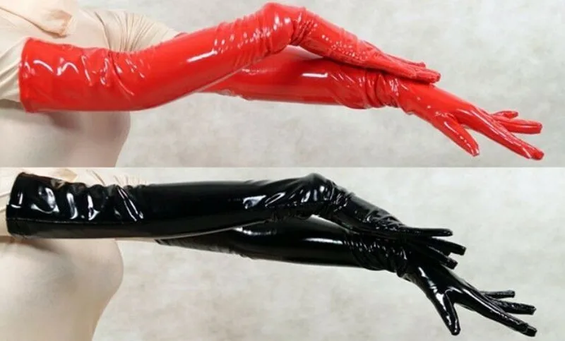 Sexy Wetlook Punk Rock Hip Hop Jazz Disco Dance Gloves Leather Skinny Long Glove Shiny Metallic Mittens Cosplay Accessory