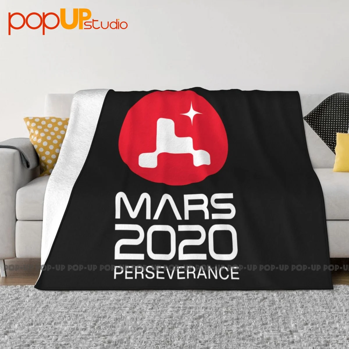 Mars 2020 Perseverance Rover Mission Patch Logo Blanket Bedroom Microfiber Mechanical Wash