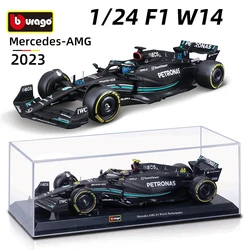 Bburago-Coche de aleación modelo Mercedes AMG F1 Team W14 2023, juguete de gran tamaño, Edición Especial #44 Hamilton, escala 1:24