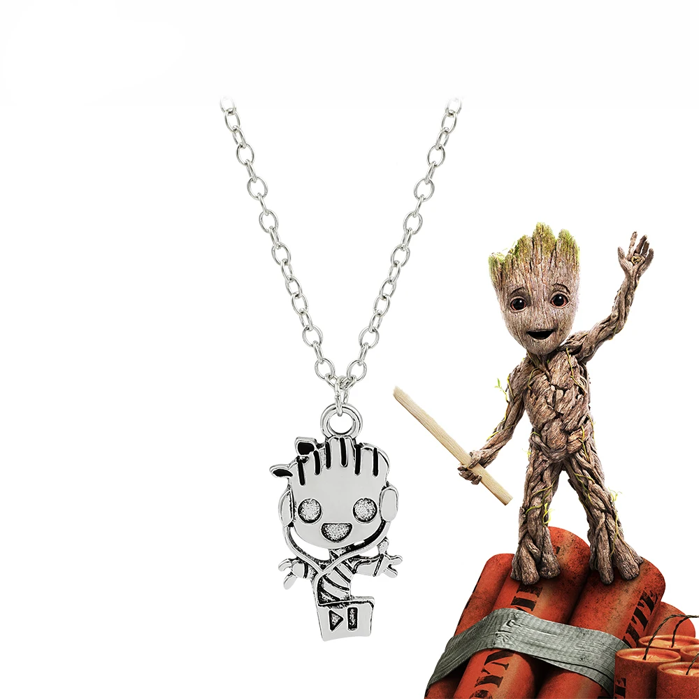 Marvel Movie Guardians of the Galaxy Groot Necklace Cute Groot Figurine Pendant Necklace for Fans Jewelry Accessories Gifts