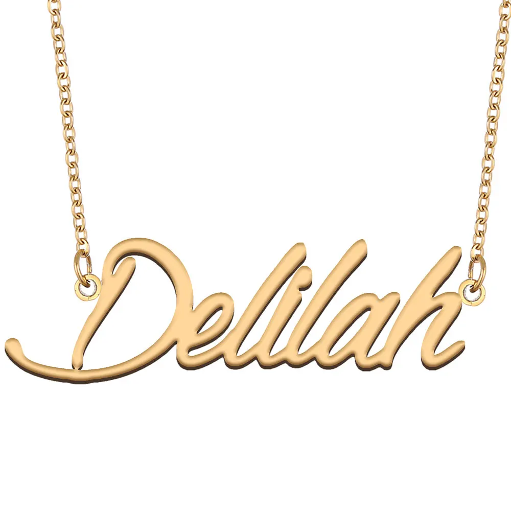 

Женское колье из нержавеющей стали Delilah, Золотое колье с именной табличкой, колье с надписью