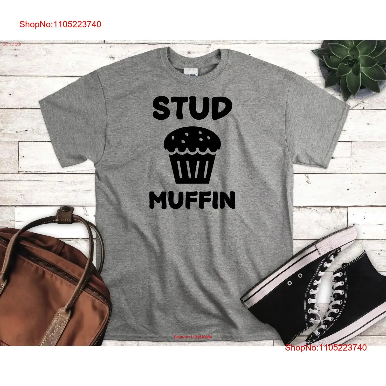 

Stud Muffin T Shirt Joke Men Funny Dads Fathers Day Husband cute boyfriend gifts gift ideas vintage Washed Versatile fashion