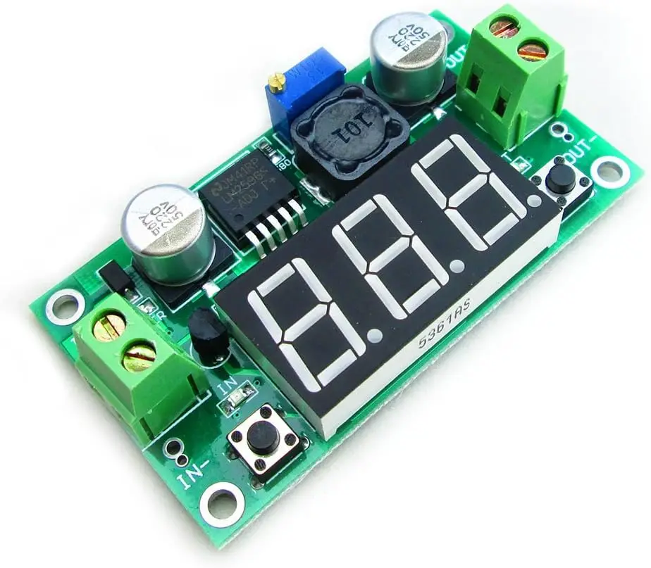 HiLetgo 2pcs LM2596 Adjustable DC-DC Step Down Buck Power Convert Module 4.0-40V Input to 1.25-37V Output with LED Voltmeter Dis