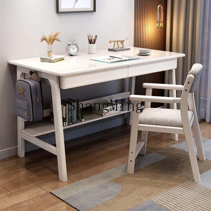 

CL Solid Wood Desk Home Writing Desk Chair Simple Bedroom Boys Work Desktop Computer Office Desk