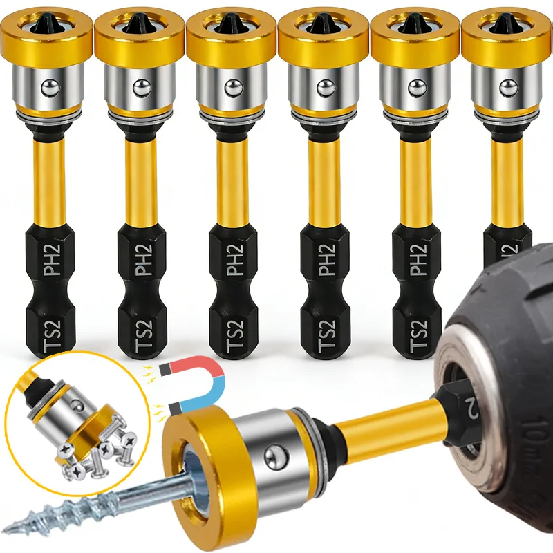 Puntas de Destornillador para Placas de Yeso, Punta Magnética de Posicionamiento, Vástago Hexagonal de 1/4\", Herramienta para Fijar Tornillos de Placas de Yeso