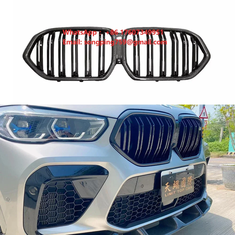Wholesale Carbon Fiber LD Style Front Bumper Kidney Center Mesh Grill Grille For BMW X6M F96 Front Grille
