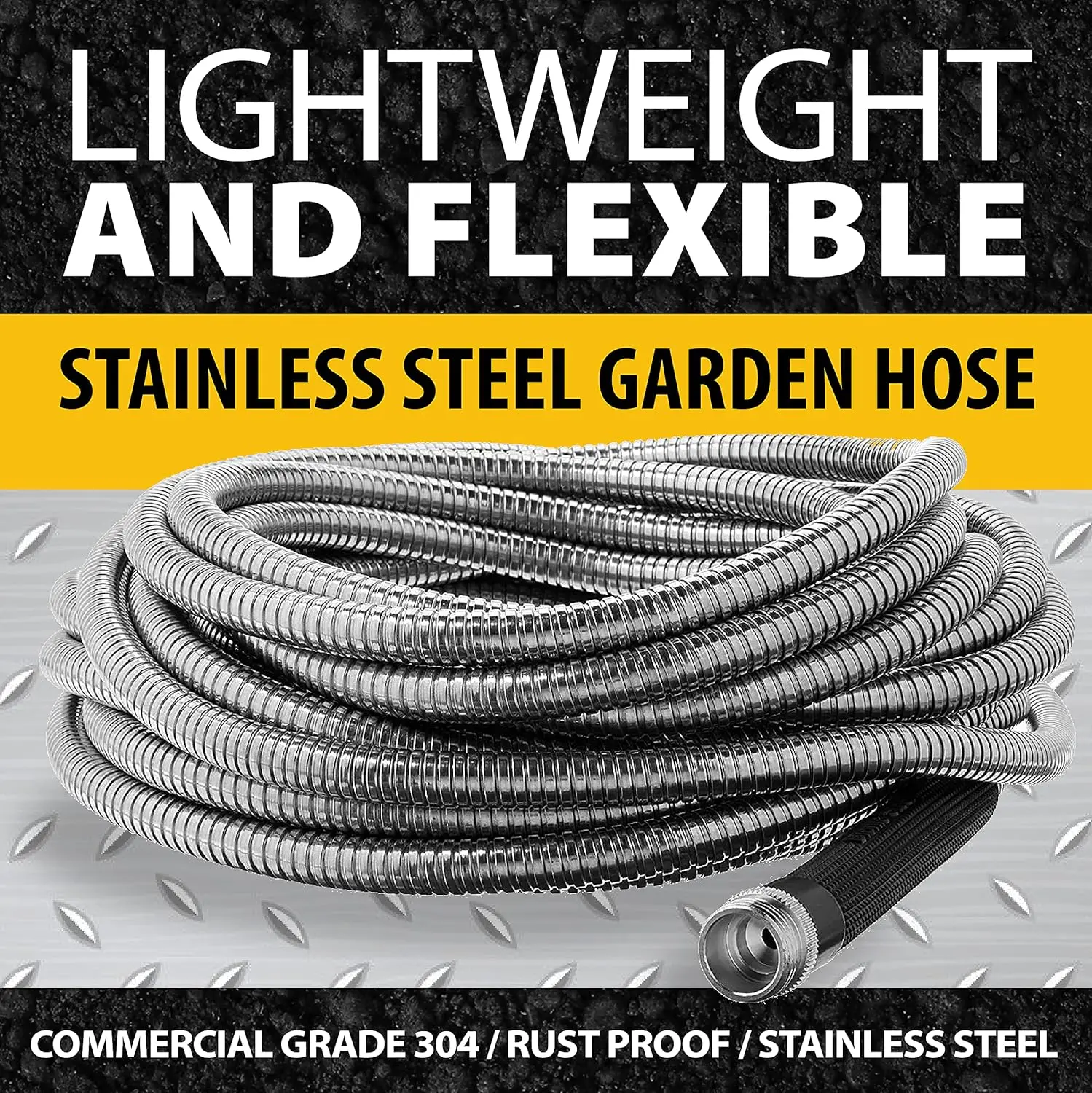 

Садовый шланг Bionic Steel 75 футов из нержавеющей стали 304, металлический сверхпрочный и гибкий водяной шланг, легкий вес