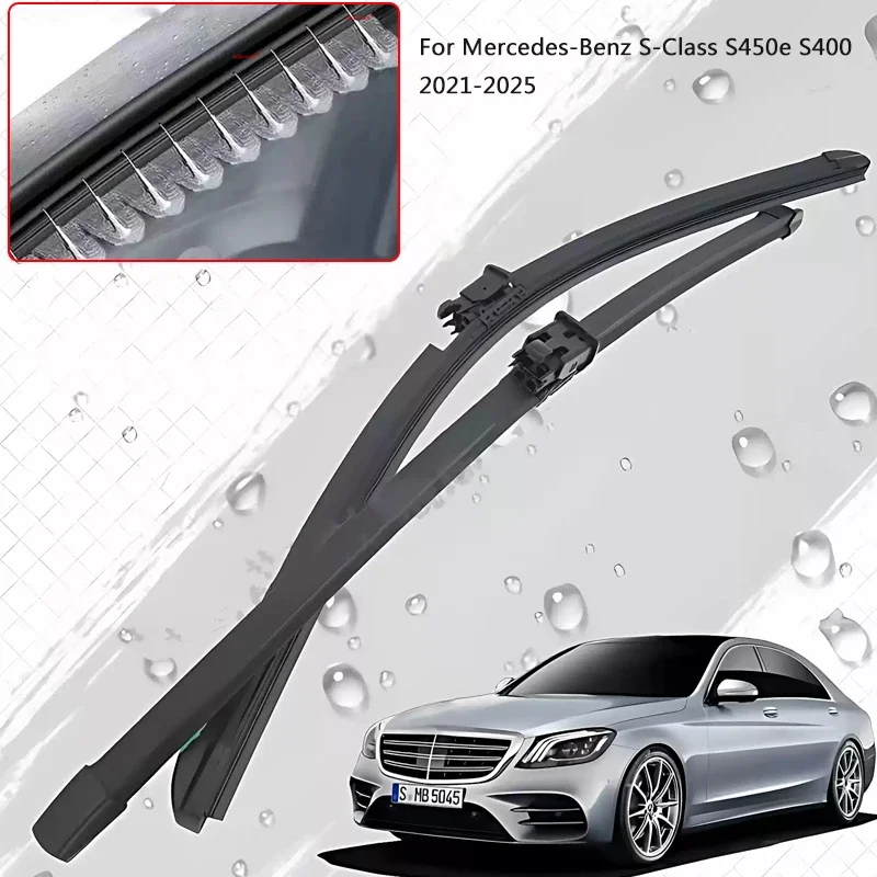 Car Custom Upgrade Wet Arm Wiper Blades Windshield Water Spray Cleaning For Mercedes-Benz S-Class S450e S400 Auto Accessories