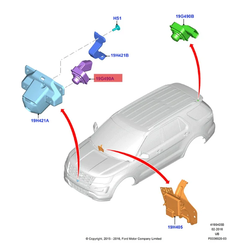 

ABND_GB5Z-19G490-B Car Front Facing View Camera for Ford Explorer 2.3L 3.5L 2016-2018 Parking Assist Camera GB5Z19G490B