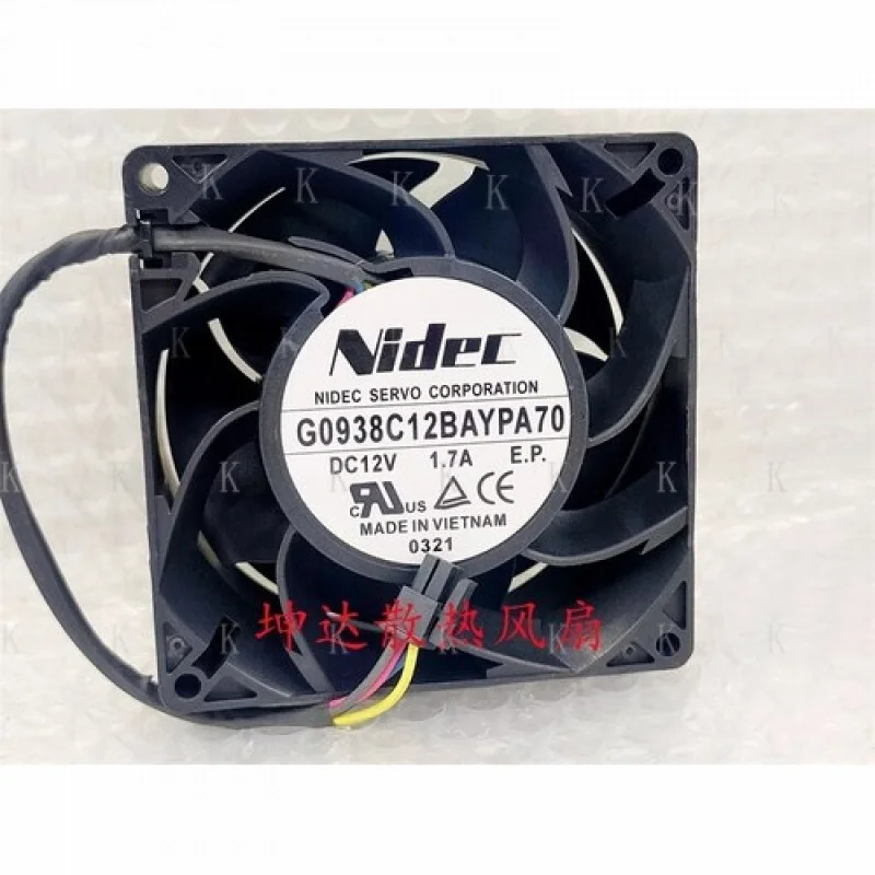 

C FOR Nidec G0938C12BAYPA70 DC12V 1.7A 4-Pin Server Cooling Fan
