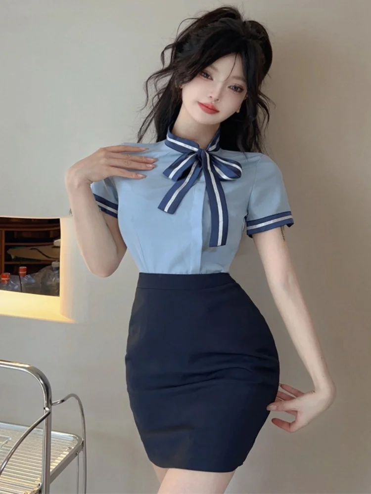 Profional ort Sve irt et jupe ensemble tenue d'affaires pour femme coupe ajustée réception d'hôtel travail orm mélange de coton