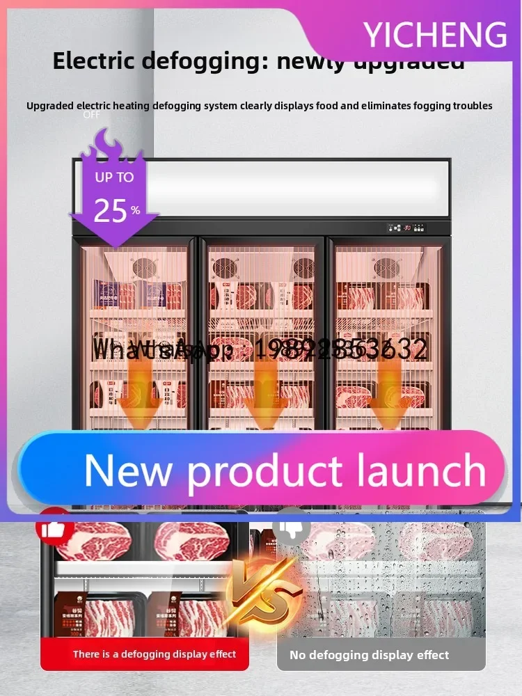 H24 Commercial Freezer Display Cabinet Quick Freezer for Meat, Steak, Frozen Goods, Ice Cream, Low-Temperature Upright