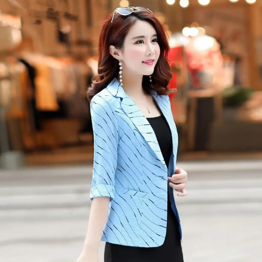 Summer New Women\'s Suit Jacket Loose Fitting Professional Office Blazers