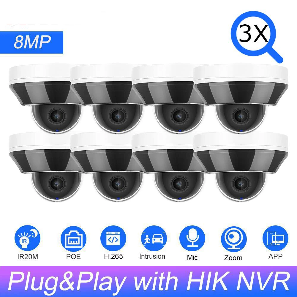  Hikvision Compatible 6MP PTZ Dome IP Camera 3X Zoom Built-in Mic IR CCTV Surveillance Camera Plug&Play HIK NVR P2P View