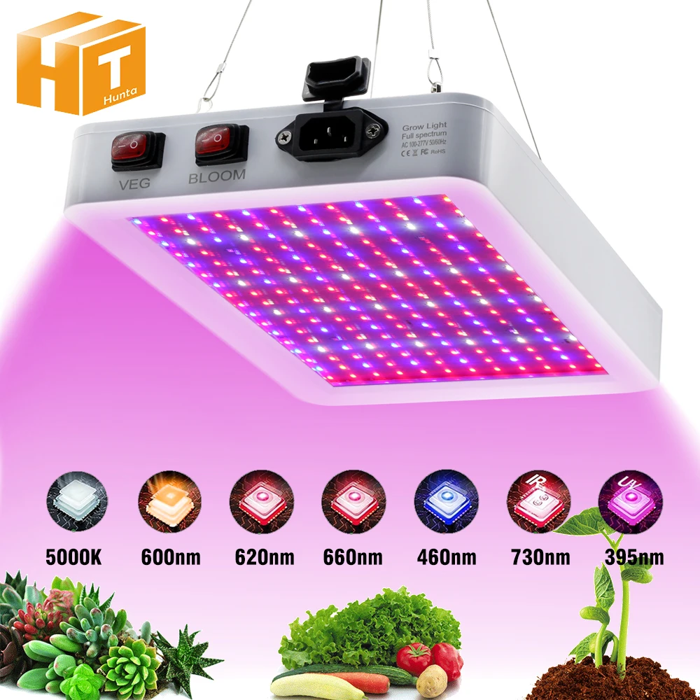 LED Grow Light 1000W Waterproof Phytolamp Full Spectrum 2 Mode Switch Veg Bloom Indoor Plant Growth Lamp For Greenhouse