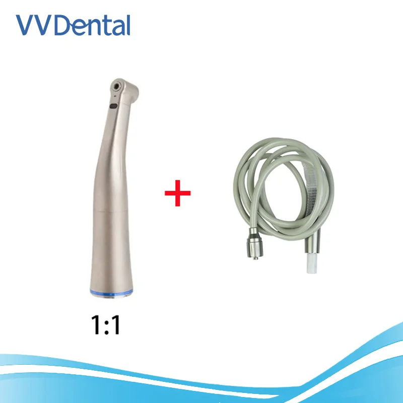 

Dental Equipment Supply Low Speed 1:1 1:5 Contra Angle Handpiece LED Light Air Turbine Stainless Steel Blue Ring Fiber Optic 1:1