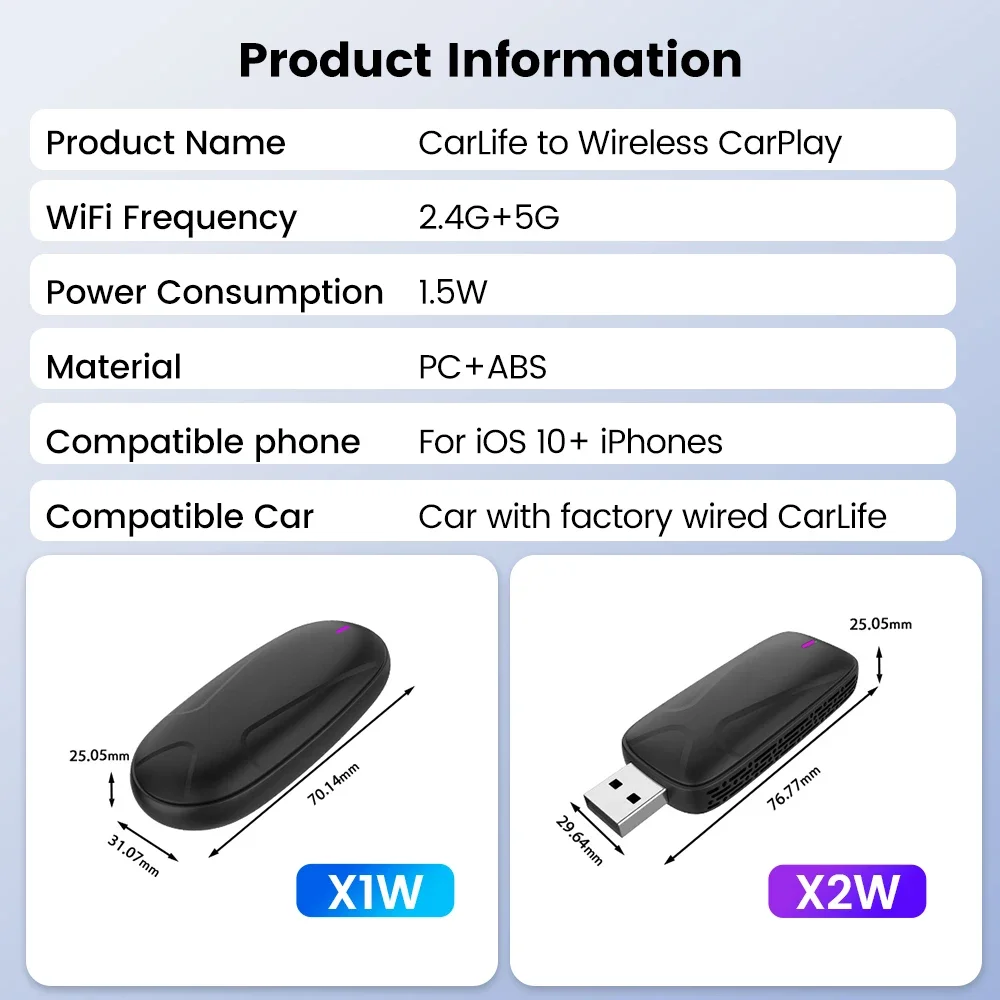Oem Odm  Original Voice Maps Music Split Screen Ai Box Baidu Wired Carlife to Wirelessly Carplay USB Adapter Car Play for Moto