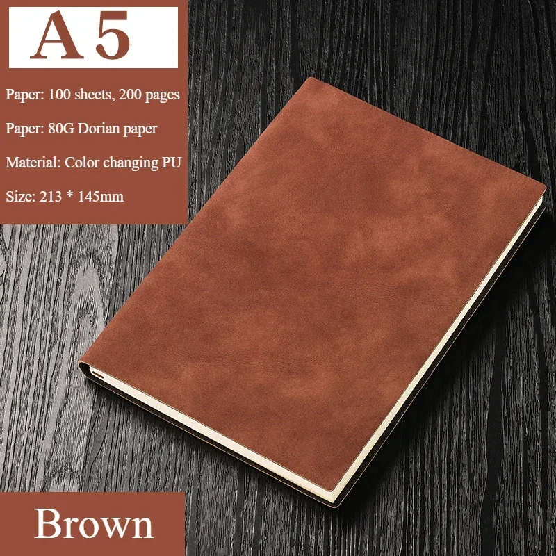 PU Cover A5 Loose Leaf Notebook Simplified Business Notebook Thick Paper Diary 6-hole Buckle Detachable