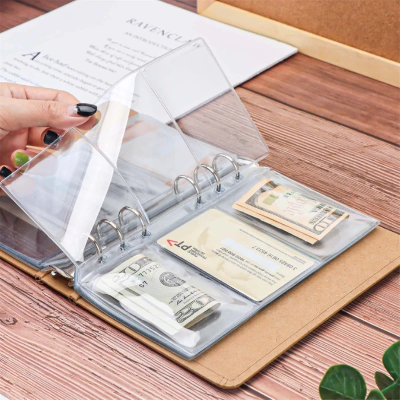 

10 Pcs A6 Binder Business Card Sleeves, Ultra-Transparent K-pop Photocard Sleeves, Double Sided 6 Ring Planner Pockets Holder