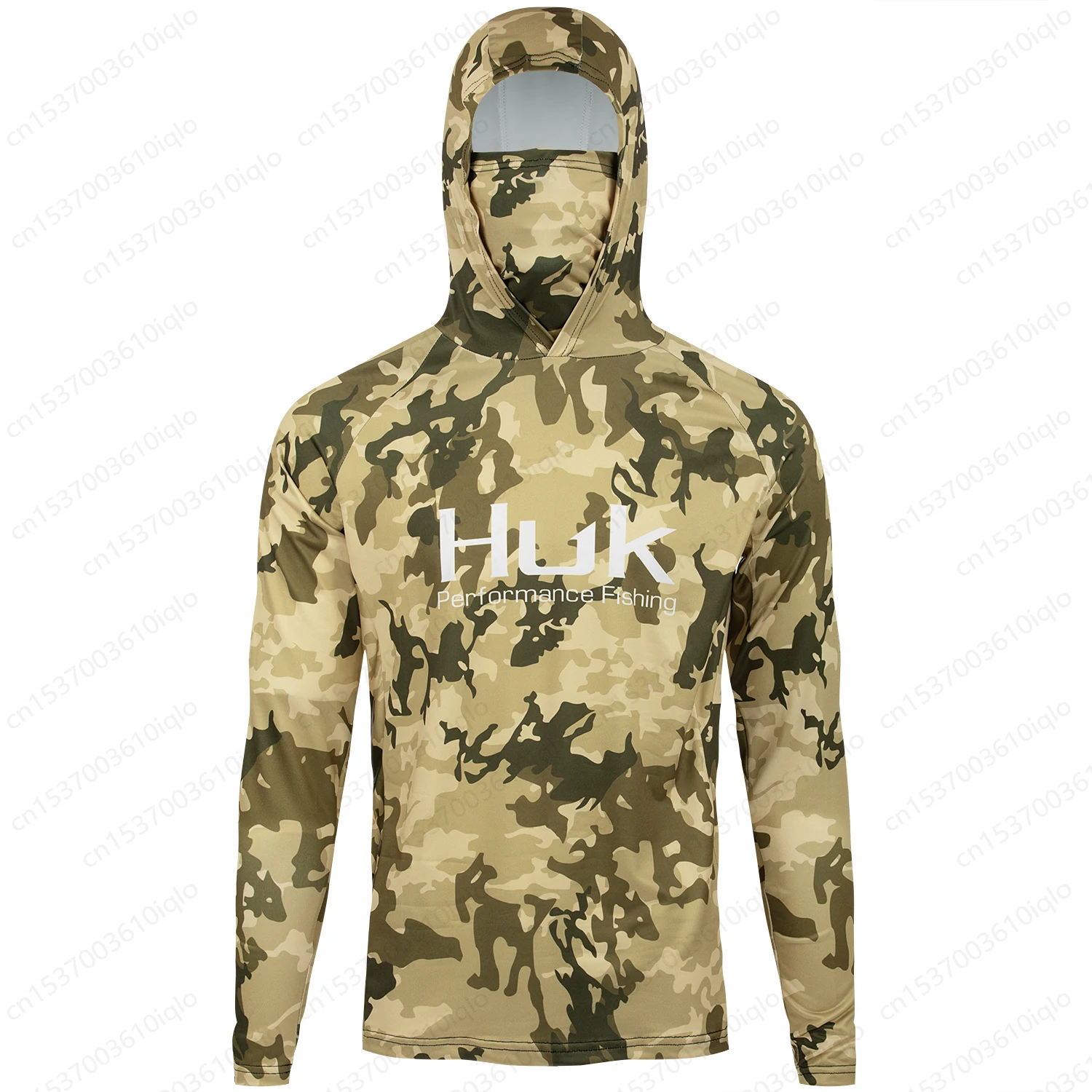 HUK Fishing Clothing Camouflage Men\'s Long Sleeve Mask Hooded Fishing Shirts Upf 50+ Uv Protection Performance Fishing Apparel
