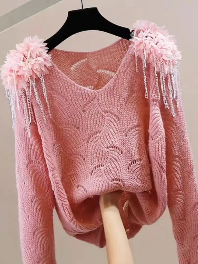 

New In Autumn 2025 Women's Sweet Chic Pink Sweater Ladies Knitwear Pullover pulls femmes Woman Clothing Korean Popular Clothes