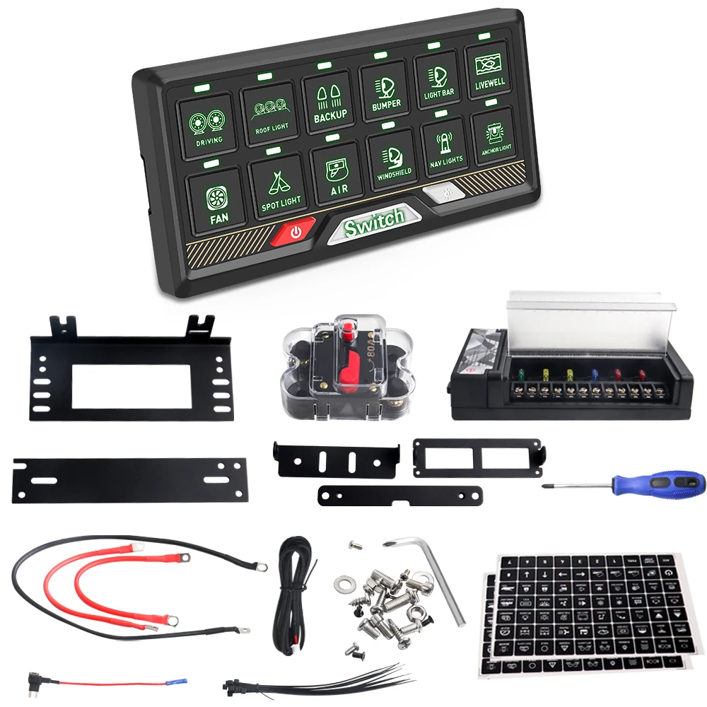 

Intelligent Library 2024 New Truck General 12v 24v 4x4 Lights Off Road New 12 Gang RGB Dimmable Automatic Auto Switch Panel With