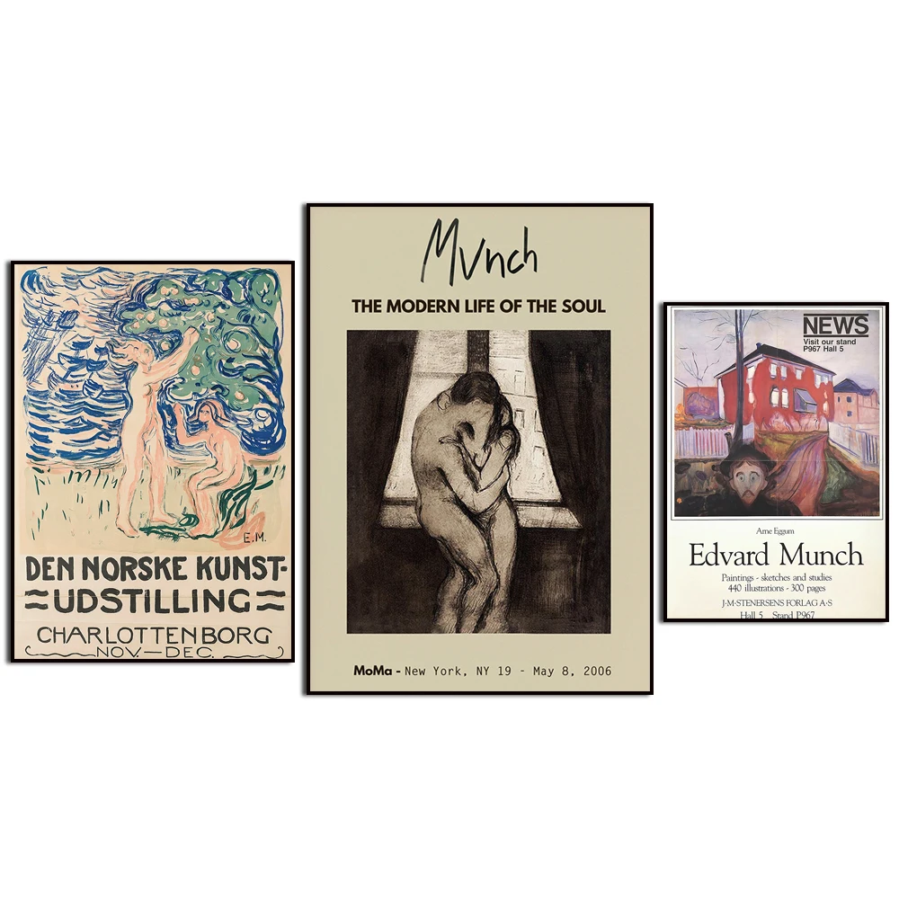 Edvard Munch Abstract Vintage Classic Masterpiece Exhibition Wall Art Poster