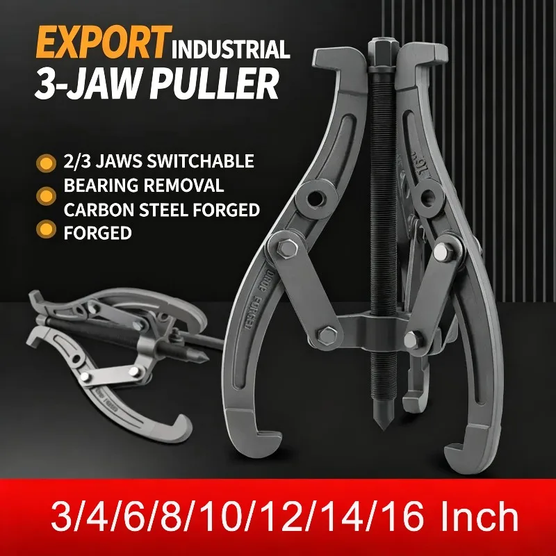 3-16 Inch Gear Puller Multifunction Carbon Steel 3 Jaw Bearing Puller for Car/Mechanical Repairing for Bearings Flywheels Remove