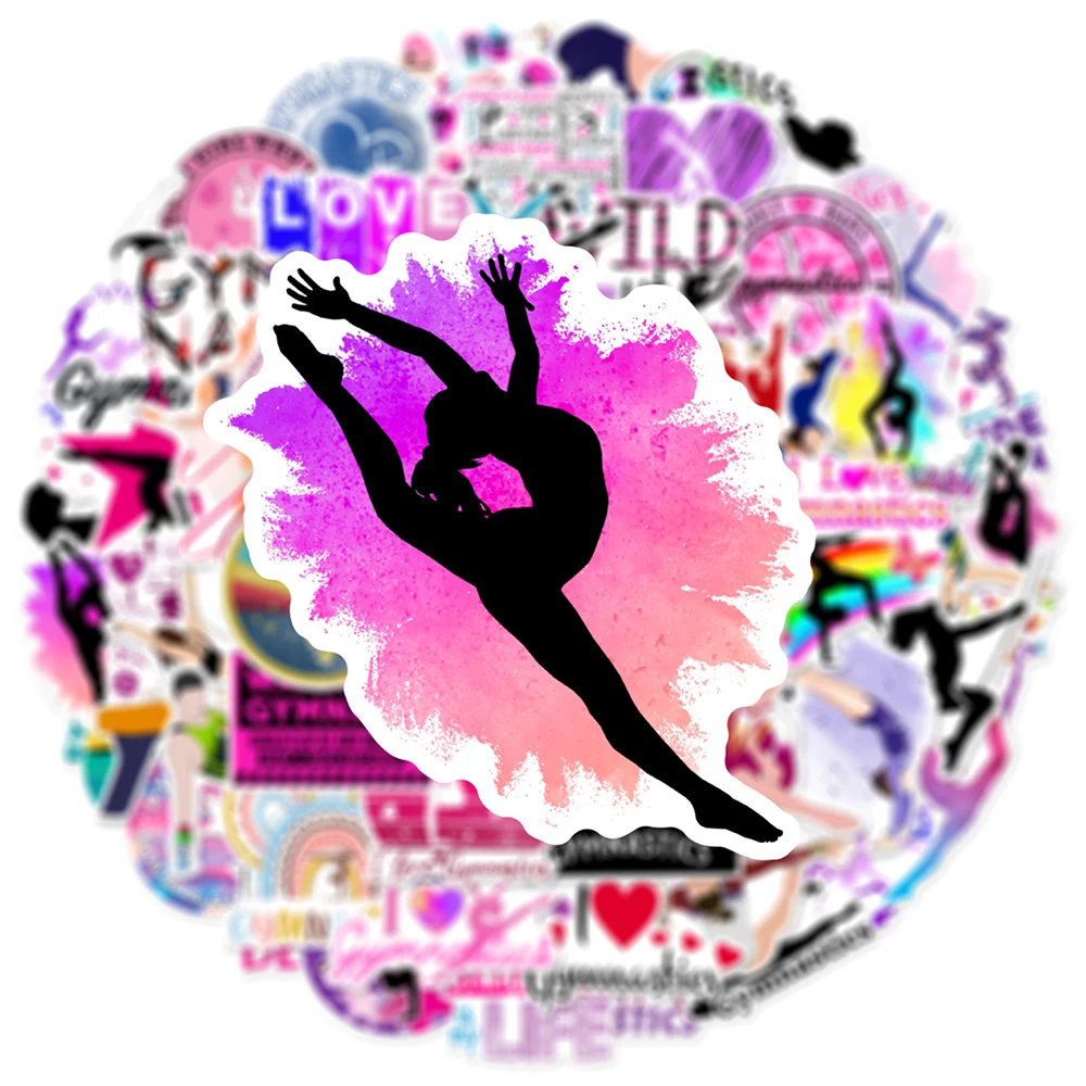 10/30/50pcs Love Gymnastics Stickers Funny Sports Decals PVC Waterproof Graffiti DIY Luggage Laptop Suitcase Cool Sticker Toys