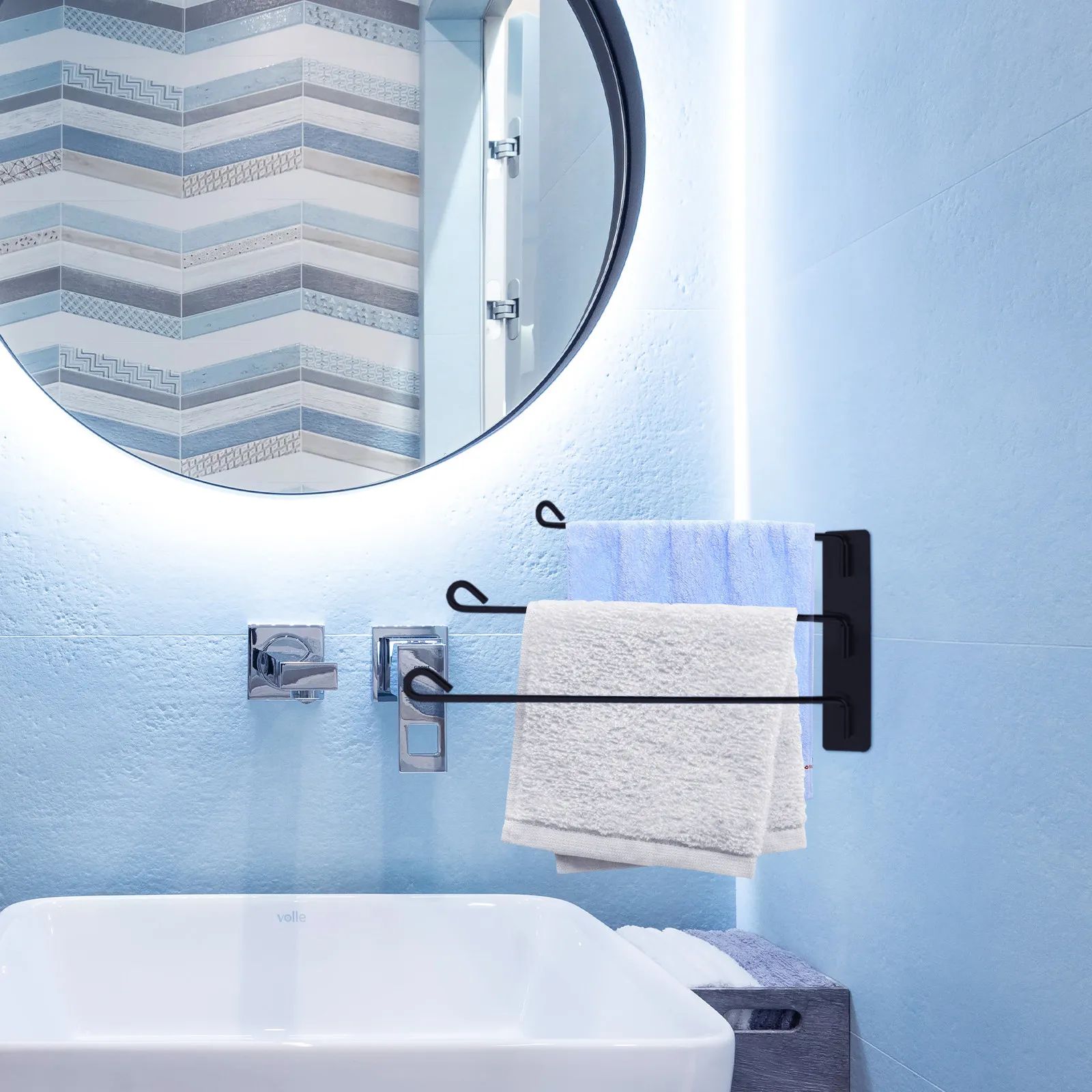 

Stainless Steel Rack Wall Mounted Space-Saving Heavy Duty Bathroom Organizer Anti-Corrosion Rotary Metal Holder For Home