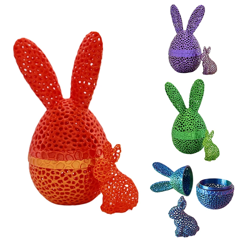 3D printing Easter egg rabbit statue hollow rabbit in egg set Easter decoration desktop ornament handicraft