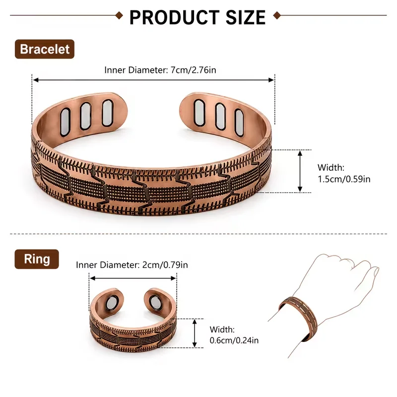 Vintage Copper-Plated Magnetic Couple Bracelet Gift