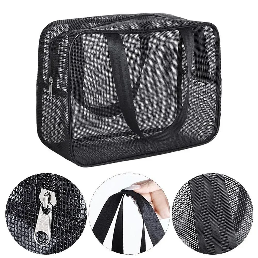

New Portable Bathing Bag Mesh Shower Toiletry Pouch Travel Makeup Storage Holder Big Pockets Bathroom Carry Tote