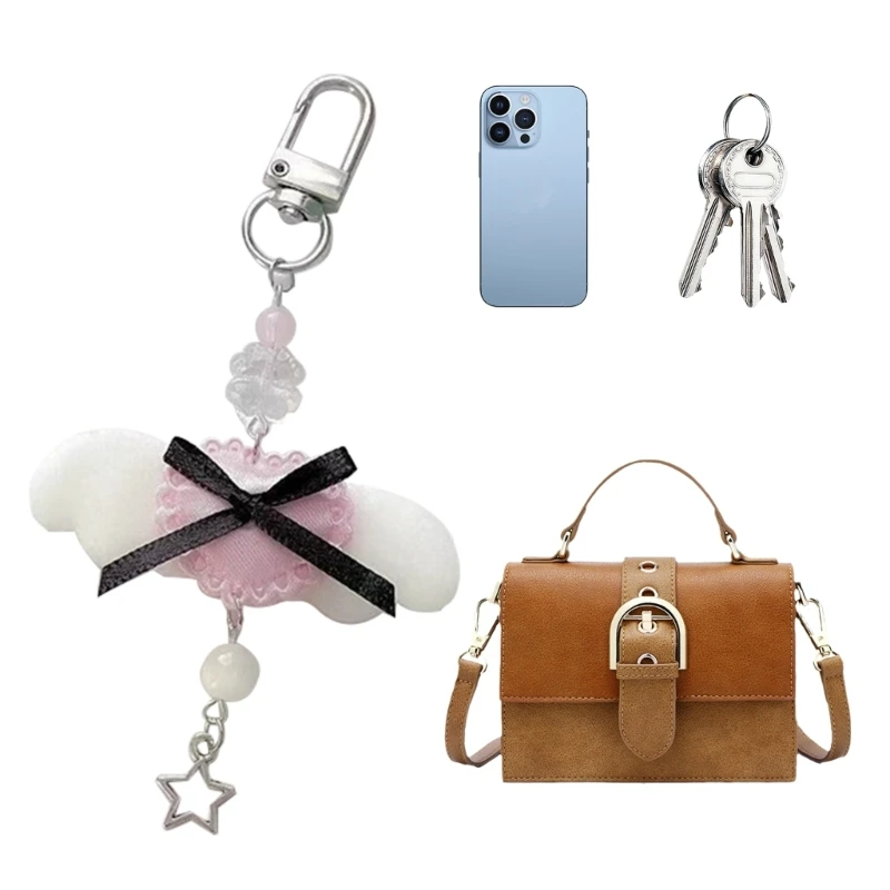 Fashionable Angel Wing HeartPendant Phone Charm Unique Bowknot Keychain Bag Pendant for Cellphone Camera Accessory