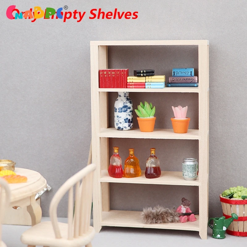 

H17cm 1:12 Dollhouse Miniature Display Rack Bookshelf Multi-layer Storage Shelf Model Furniture Decor Toy Doll House Accessories