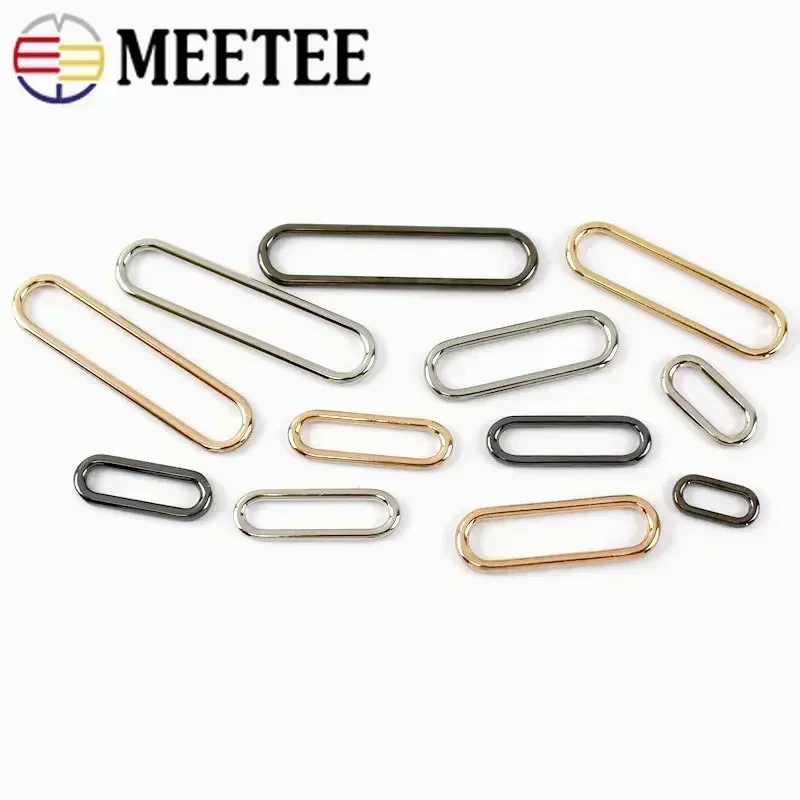 Meetee 10Pcs 15/20/25/32/40/50/60mm Metal Oval Buckle Bag Strap O Ring Adjust Clasp Dog Collar Hook DIY Garment Sewing Accessory