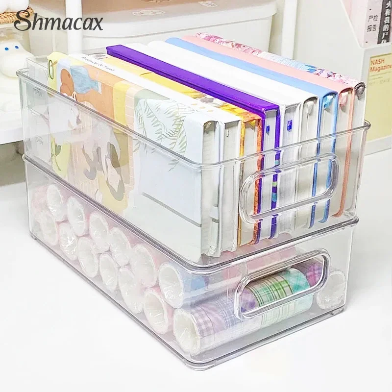 1pc Plastic Crisper Transparent Box Refrigerator Crisper Storage Box Cosmetic Storage Kitchen Acrylic Desktop Storage Box