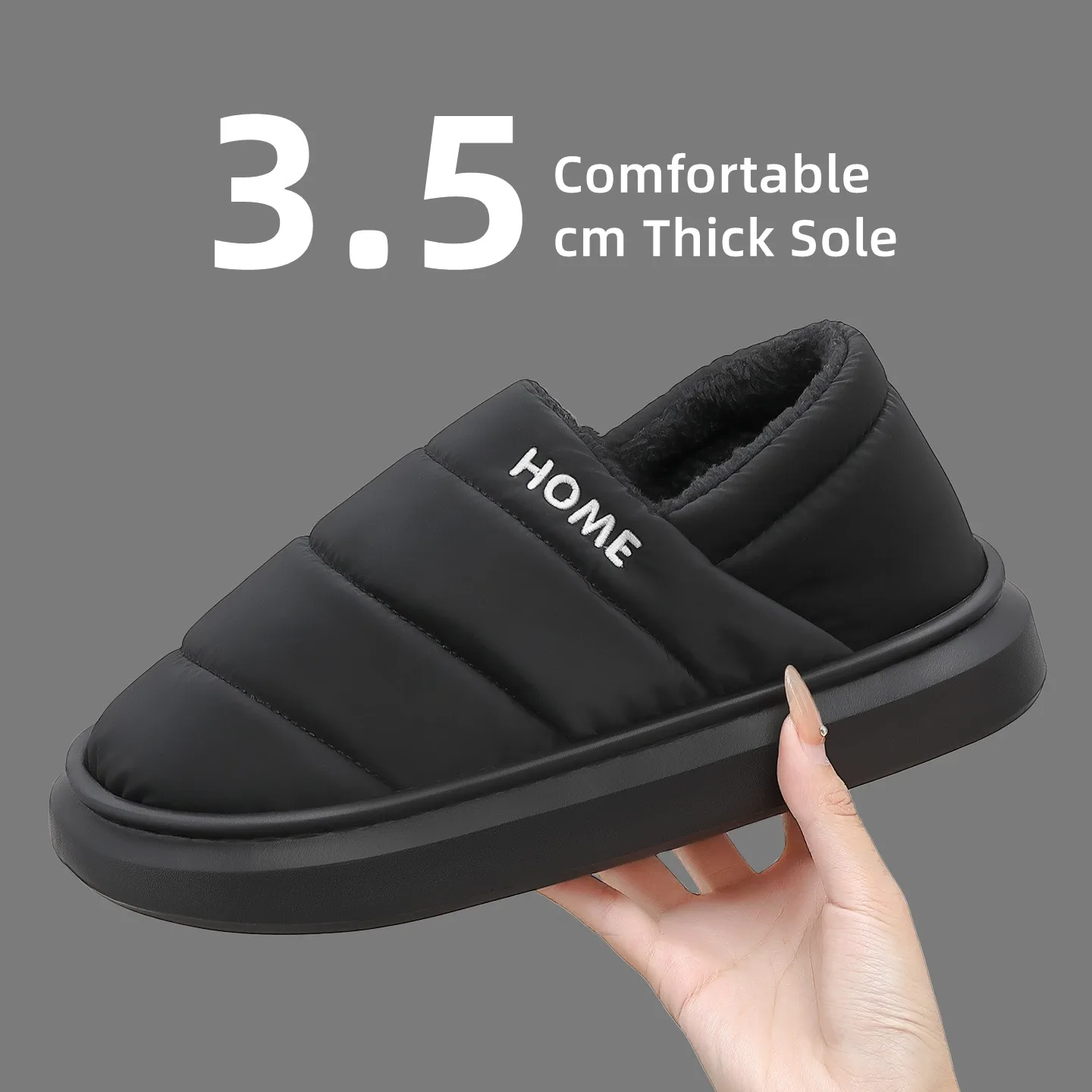 

Зимняя мужская непромокаемая обувь большого размера, домашние меховые шлепанцы, удобные домашние нескользящие плюшевые туфли на плоской подошве, женские теплые тапочки на мягкой толстой подошве