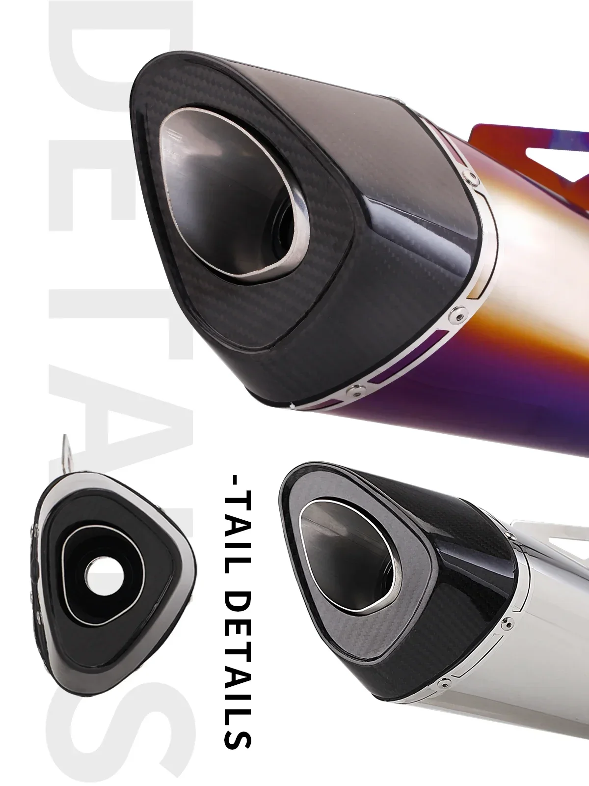 Universal 51MM motorcycle carbon fiber exhaust pipe silencer double hole exhaust pipe stainless steel R11 R77 image 4