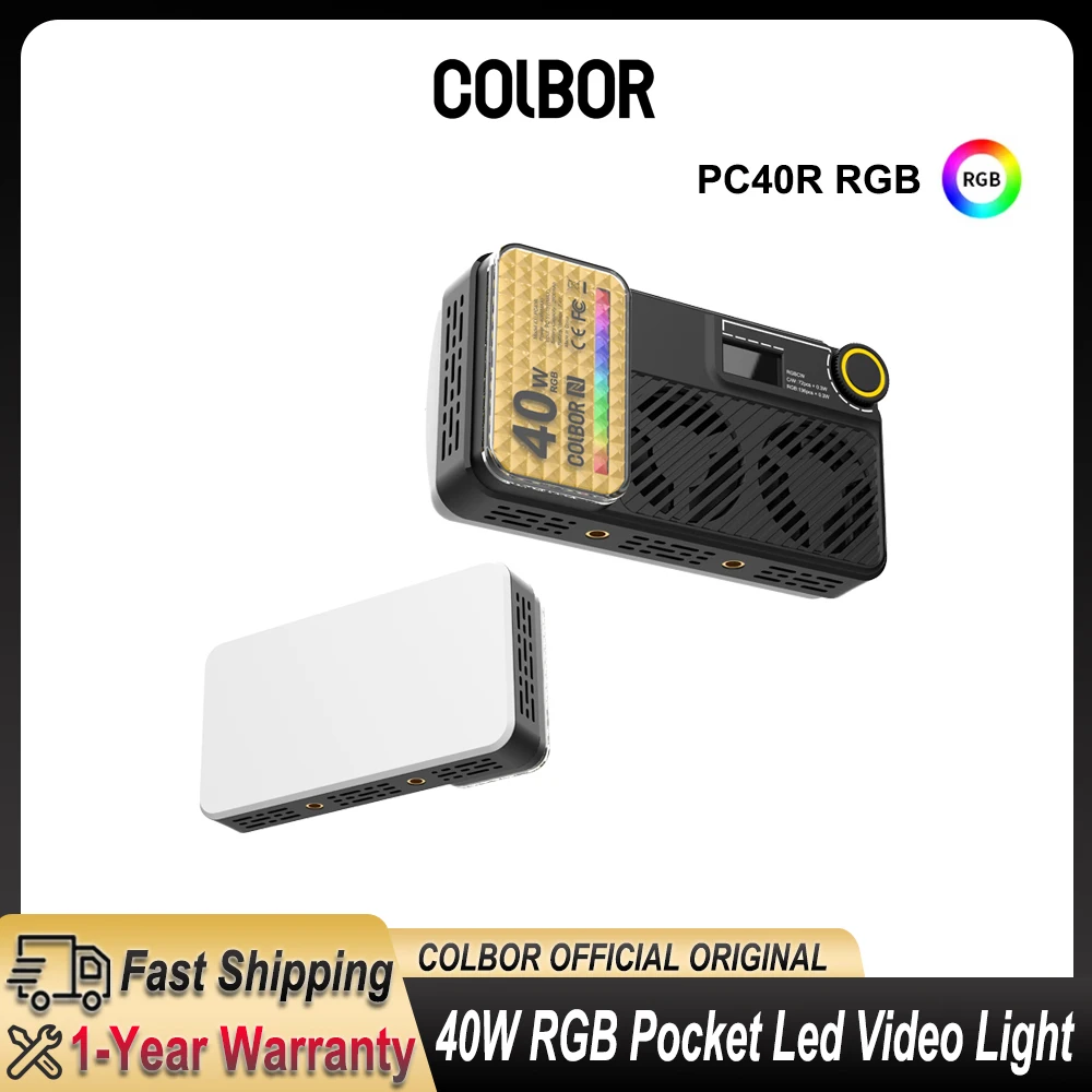 

Colbor PC40R RGB полноцветный светодиодный видеосвет 40 Вт 2700-9000K, портативный карманный светильник для селфи, для фотосъемки и прямых трансляций