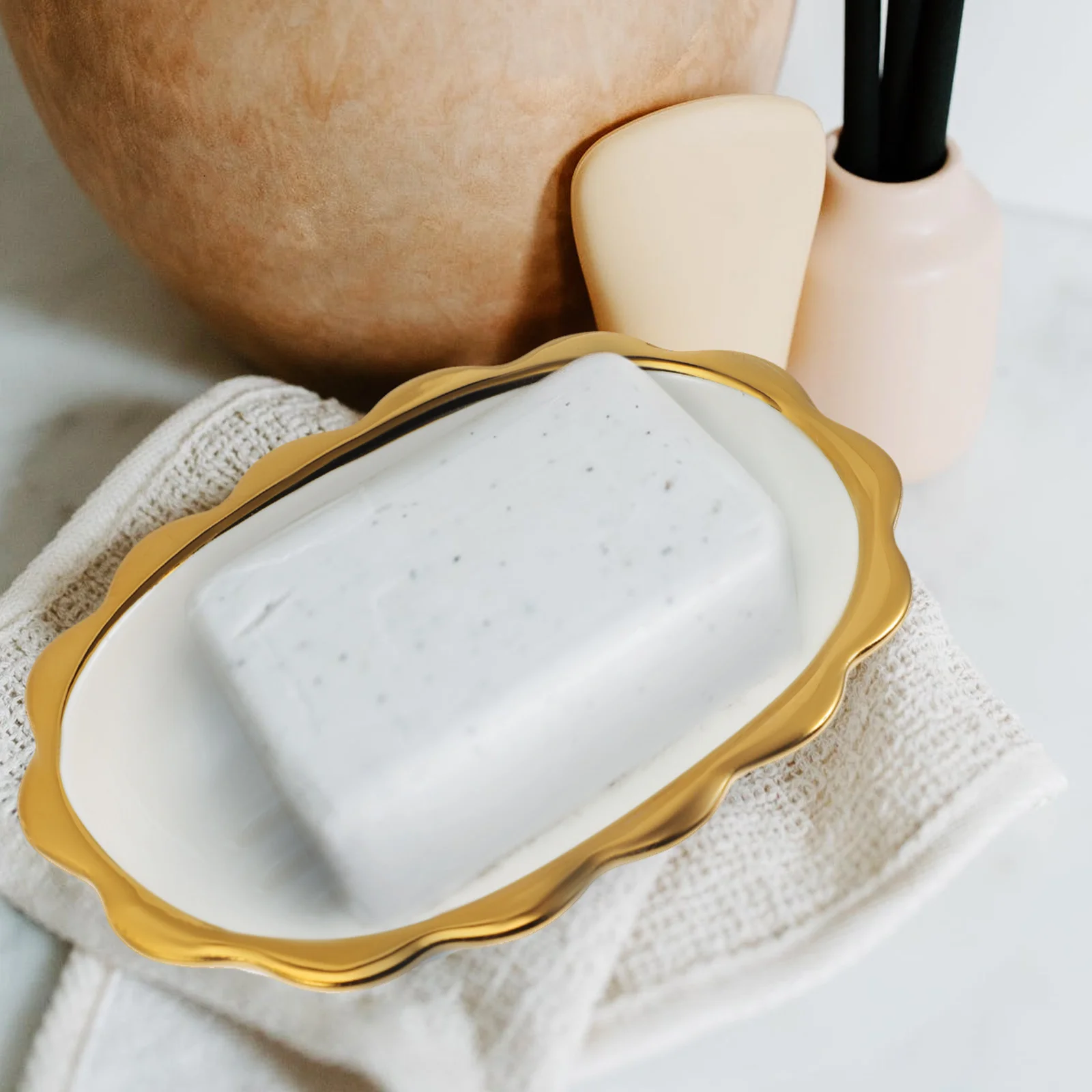 

Decorative Soap Holder Kitchen Tray Case Ceramic Dish Bathroom Dishes Porcelain