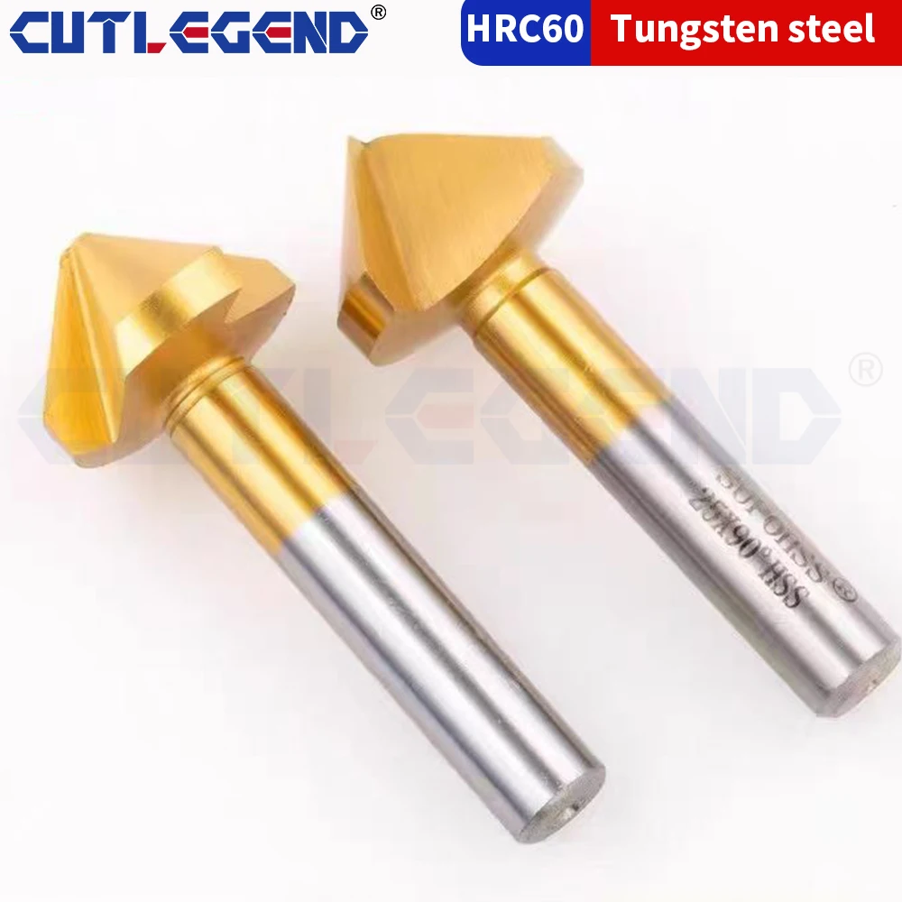 90 Degree Countersink HSS Chamfering Metal Milling Tool 1 Flute 3 Flute Cutter De-Durring Orifice Rose Cove Drill 6.3 8.3 10.4