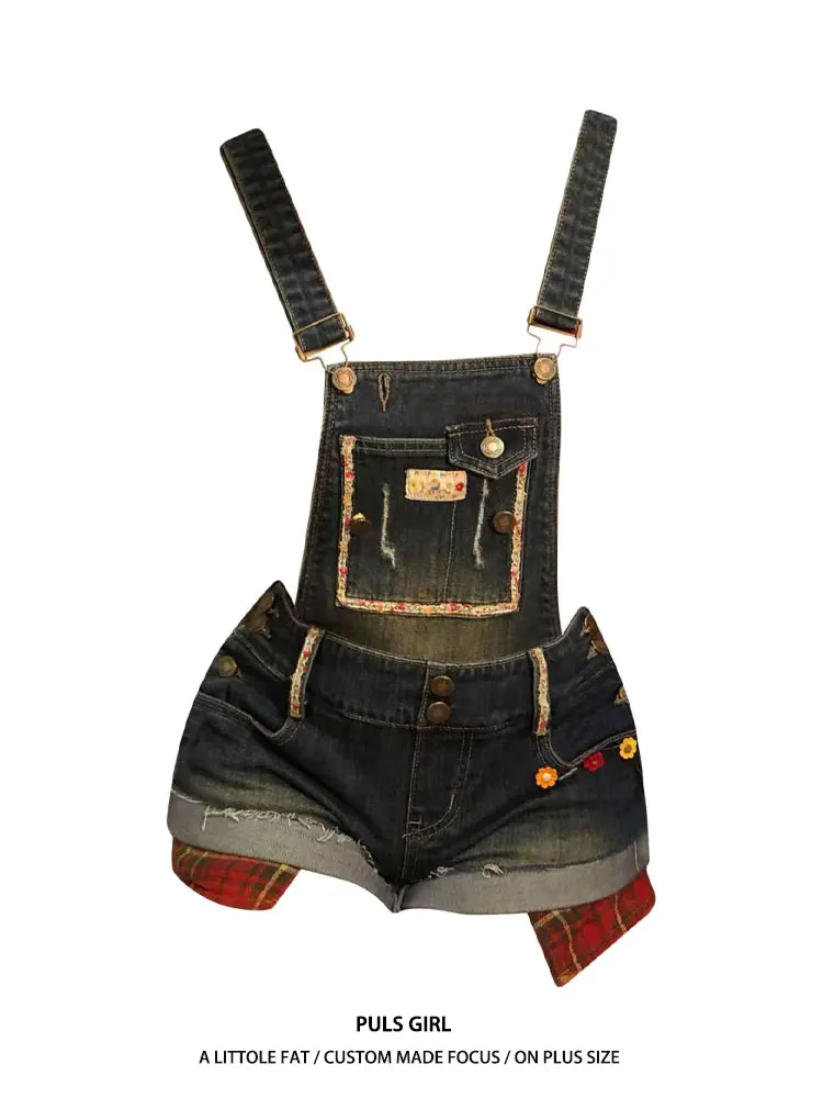 

Женские джинсовые комбинезоны больших размеров в американском ретро-стиле, трансформируемые, с цветочным принтом, облегающие, с эффектом пуш-ап, новинка 2026 года, хит продаж