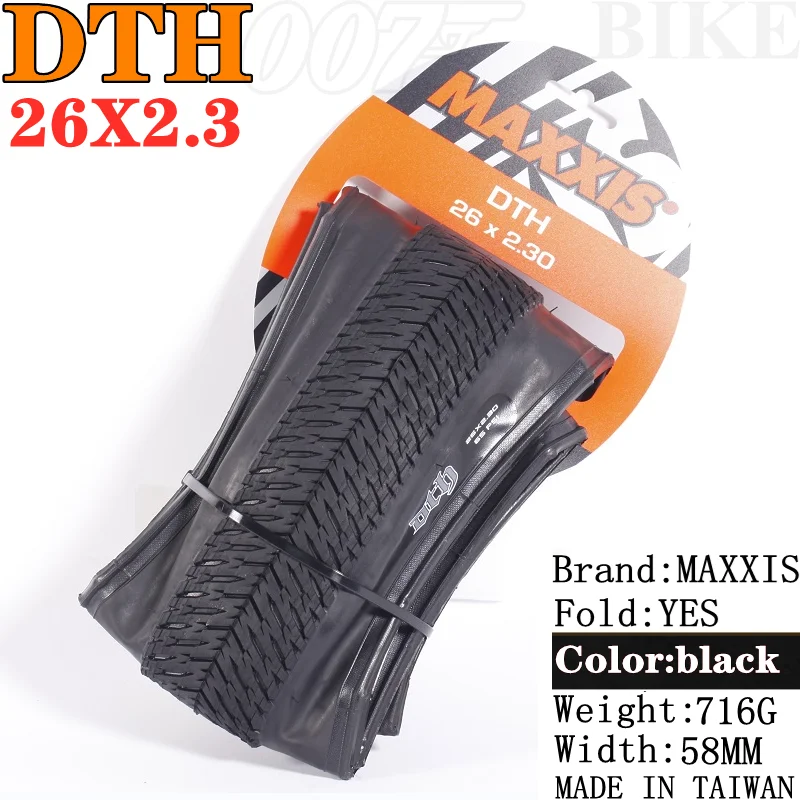 MAXXIS DTH(M147P) 26x2.3 26x2.15 20X1.75 Bicycle Tire MTB Mountain Bikes, EXO  Full black and deep skin edge